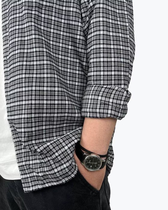 بلوز آستین بلند پشمی چهارخونه مردانه KOREA