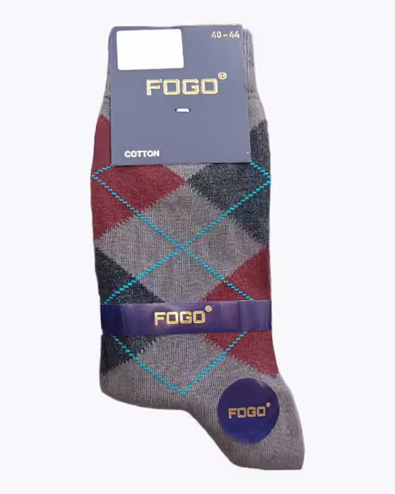 جوراب کلاسیک مردانه طرح چهارخونه FOGO
