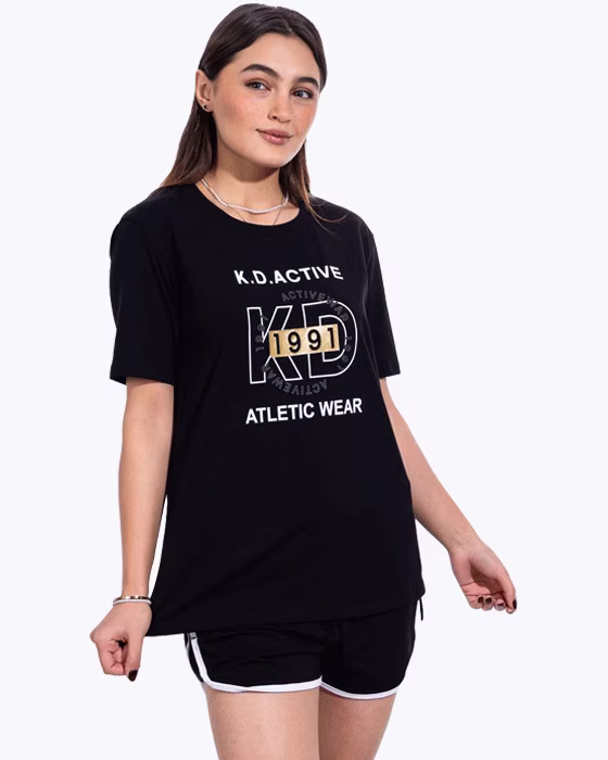 تیشرت زنانه نخ پنبه طرح  1991 KIDDY