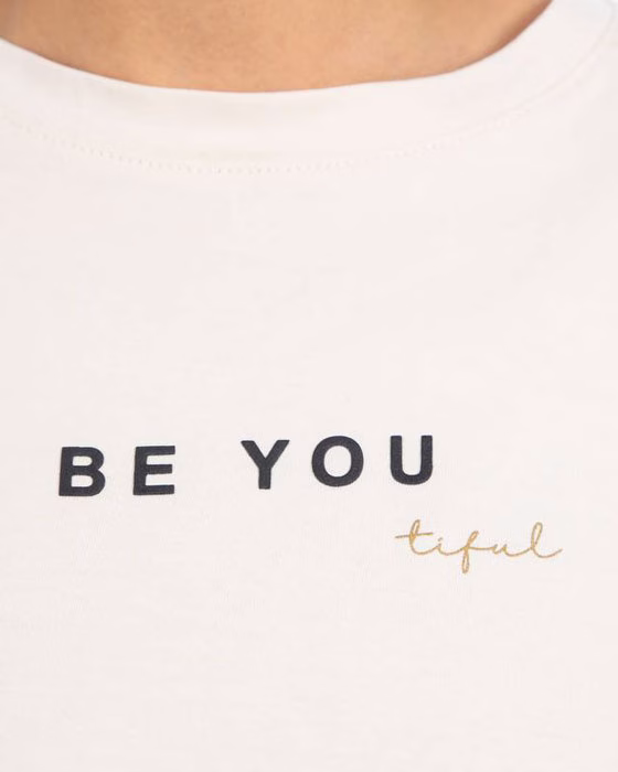 تیشرت کوتاه نخ پنبه زنانه طرح BE YOU