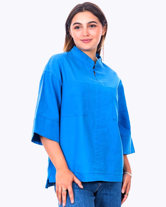 شومیز دو جیب پارچه کنفی زنانه KIDDY