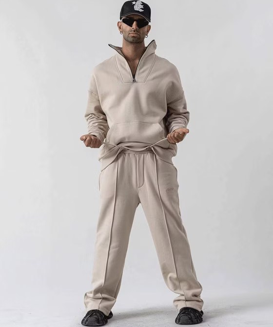 ست دو تکه شلوار اسلش و دورس یقه زیپدار مردانه STWD