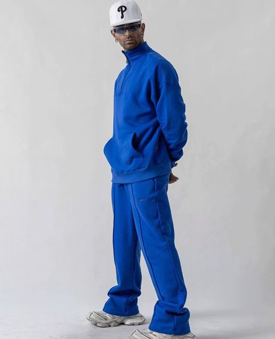 ست دو تکه شلوار اسلش و دورس یقه زیپدار مردانه STWD