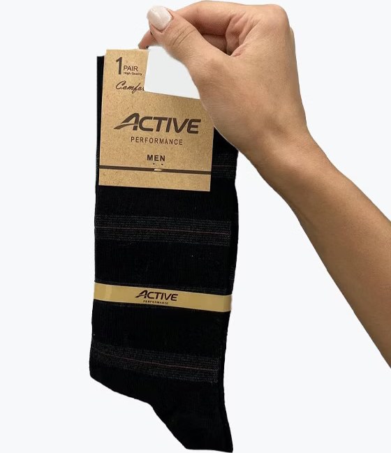 جوراب ساقدار نخی طرح خطوط افقی مردانه ACTIVE