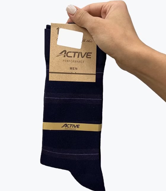 جوراب ساقدار نخی طرح خطوط افقی مردانه ACTIVE