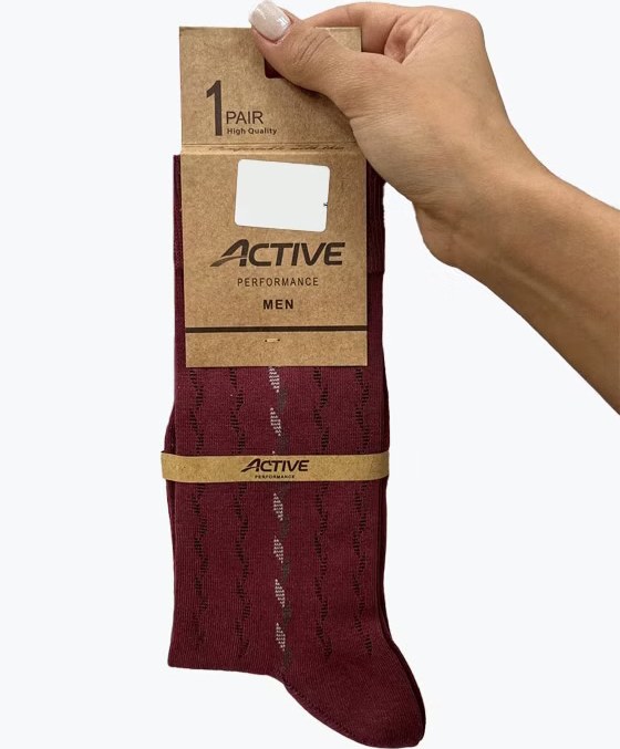 جوراب ساقدار نخی طرح برگ مردانه ACTIVE