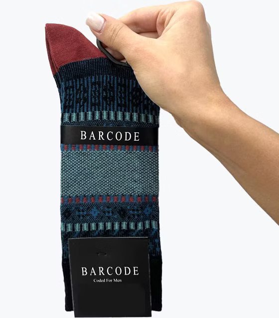 جوراب پاشنه رنگی نخی مردانه BARCODE