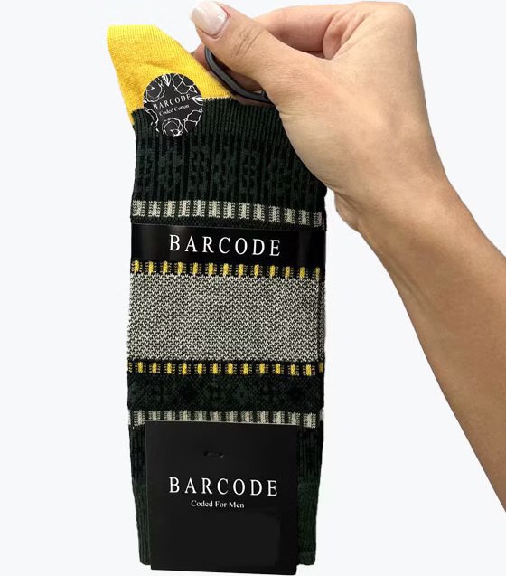 جوراب پاشنه رنگی نخی مردانه BARCODE