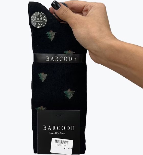 جوراب کلاسیک نخی طرح درخت کاج مردانه BARCODE
