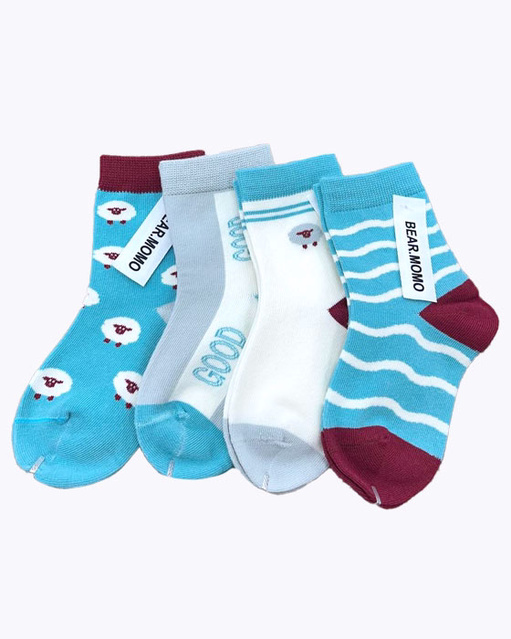 جوراب پسرانه نخی طرح نیوی BEAR MOMO
